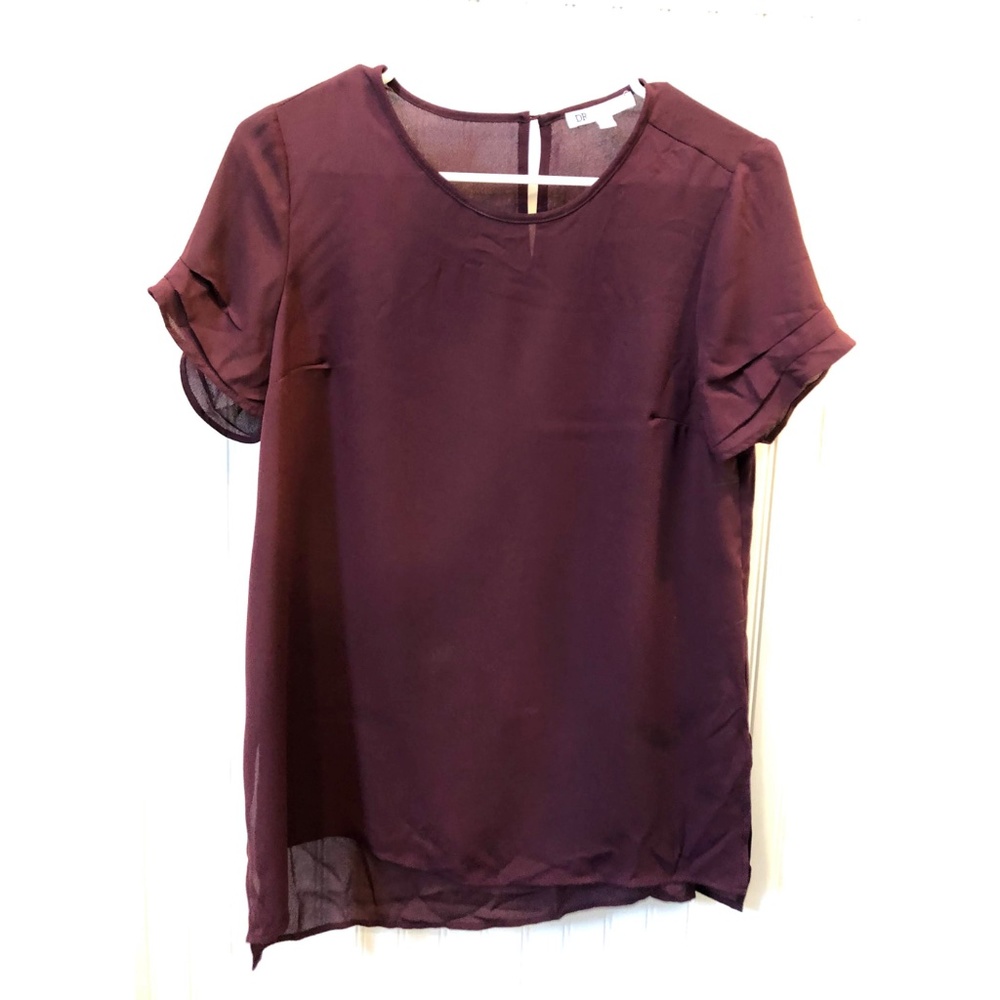 Business Casual Maroon XS Short Sleeve Top